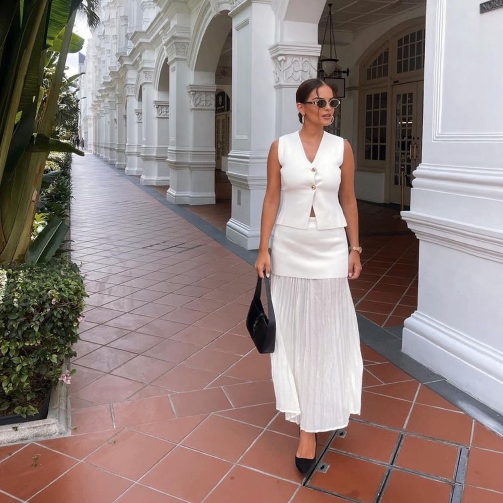 ZARA mixed pleated knit skirt
